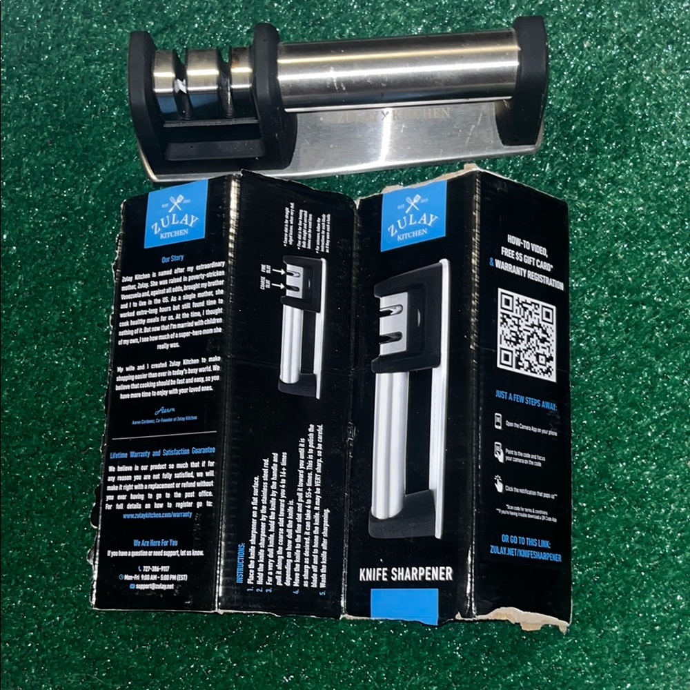 Zulay Knife Sharpener With Black & Silver Design